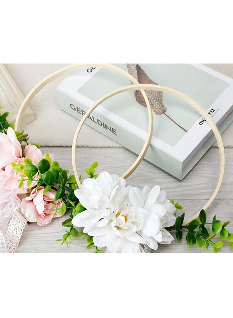 Y&D Wooden Floral Hoop Wreath Artificial Flower Hanging Wall Craft Rings for Making Wedding Decor and DIY Crafts - Image 4
