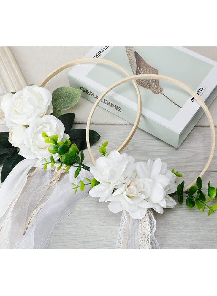 Y&D Wooden Floral Hoop Wreath Artificial Flower Hanging Wall Craft Rings for Making Wedding Decor and DIY Crafts - Image 3