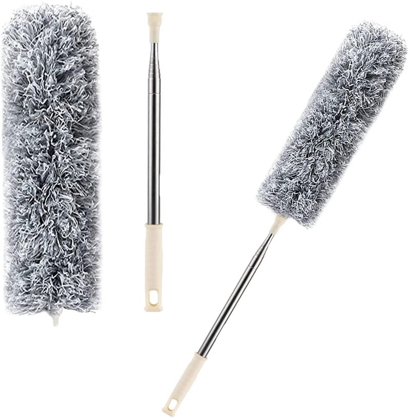 Ssanvi Fan Cleaning Mop Microfiber Duster with Extension Pole Stainless Steel Extra Long 100 inches with Bendable Head Duster for Cleaning High Ceiling Fan Interior Roof Gap Dust Wet or Dry Use - Image 1