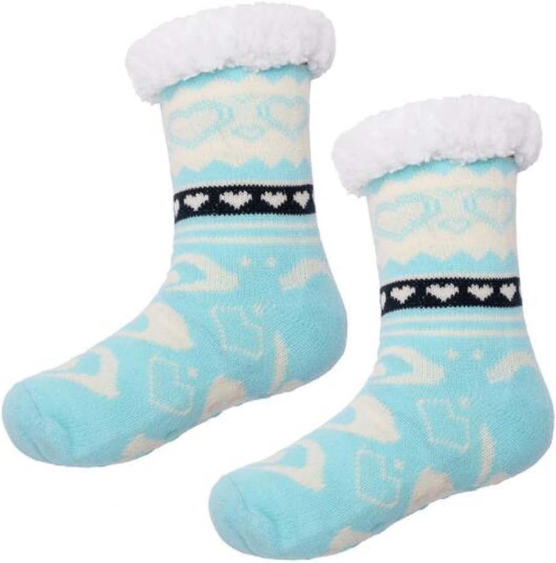 ويوبلز جوارب صوفية ناعمة ودافئة للغاية، جوارب نسائية مبطنة بالفرو، جوارب منزلية ناعمة ودافئة للغاية (أزرق) - Image 1