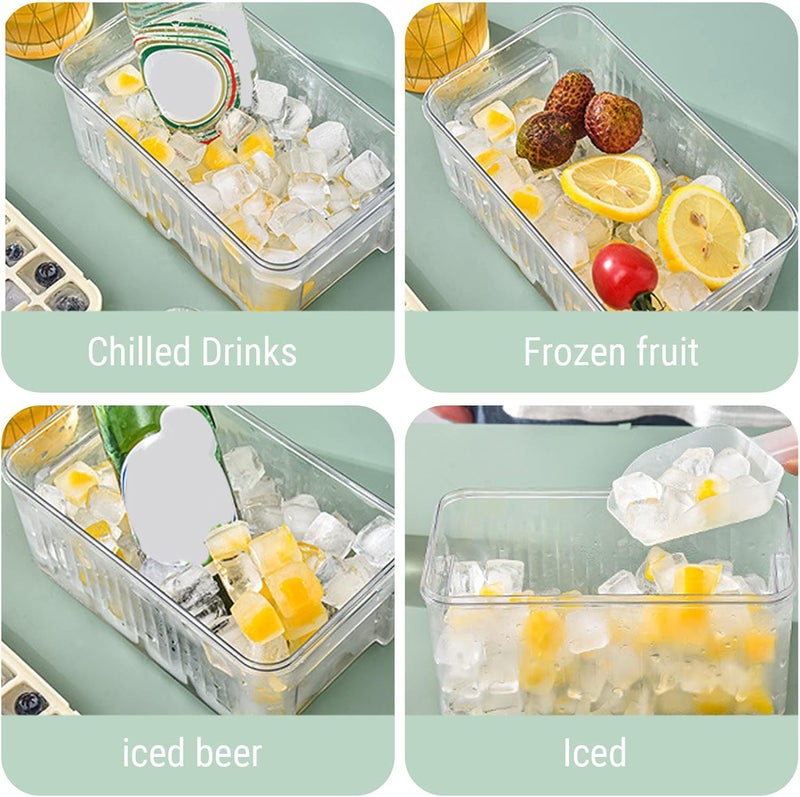 klarako Ice Cube Trays, Ice Cube Tray With Lid and Bin, 28 Pcs Square Ice Cubes Molds with Ice Scklarako, Cube Tray with Lid and Bin, Easy Release & Save Space, BPA Free Ice Cube Storage Container Set (Green) - Image 2