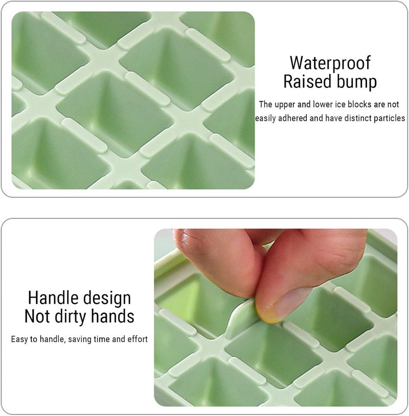klarako Ice Cube Trays, Ice Cube Tray With Lid and Bin, 28 Pcs Square Ice Cubes Molds with Ice Scklarako, Cube Tray with Lid and Bin, Easy Release & Save Space, BPA Free Ice Cube Storage Container Set (Green) - Image 4