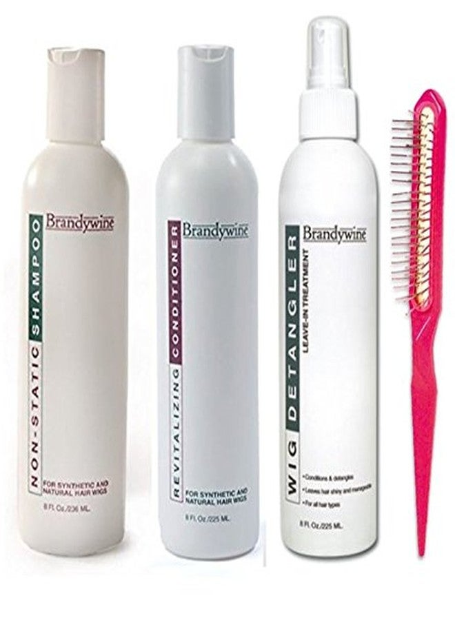 برانديواين منتجات برانديواين للعناية بالشعر الصناعي والطبيعي (8 أونصة شامبو، بلسم، وبخاخ فك تشابك الشعر الذي يُترك على الشعر) - Image 1