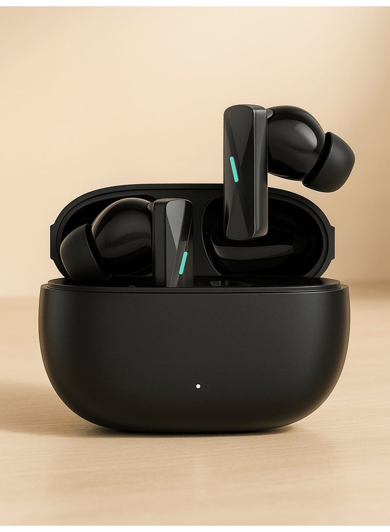 Wireless Earbuds, In-Ear True Wireless Earphones with Noise Reduction Calls, Touch Control, Compact Charging Case, Sweat Resistant Mini Earbuds for Music, Calls, Sports, Travel & Daily Use, Black - Image 1