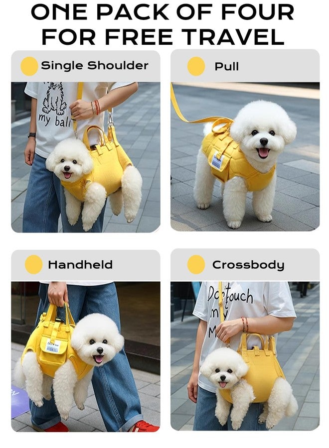 Petschee Dog Carry Sling for Small Dogs, Full Body Sling with Handle, Hands Free Shoulder Carrier for Senior Dogs Joint Injuries, Joint Injuries, Up and Down Stairs (Yellow,S, 5.5~8.8 lbs) - Image 2