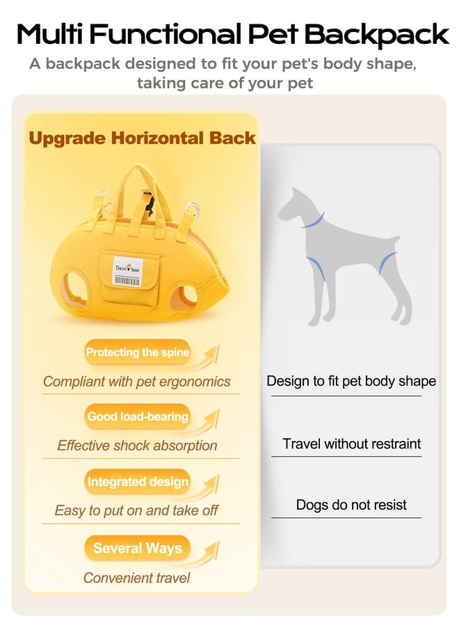 Petschee Dog Carry Sling for Small Dogs, Full Body Sling with Handle, Hands Free Shoulder Carrier for Senior Dogs Joint Injuries, Joint Injuries, Up and Down Stairs (Yellow,S, 5.5~8.8 lbs) - Image 4