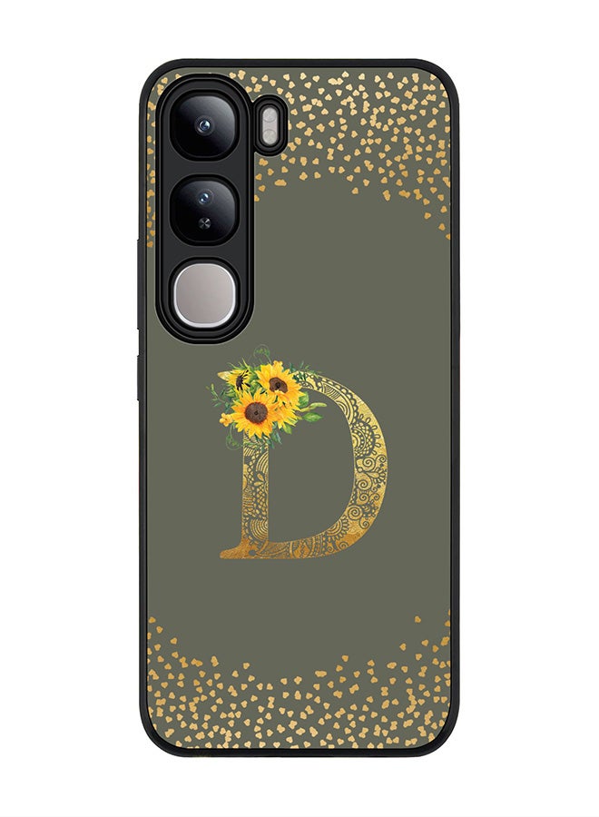 Stylizedd For vivo V40 Lite Case,Slim fit Camera Protection, Shockproof Thin Phone cover - Custom Floral Monogram - D (Olive Green ) - Image 1