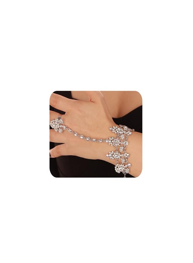 Rumtock Bling Rhinestones Beads Bracelet with Finger Ring Vintage Hand Chain for Wedding Brides Women Fashion - Image 1