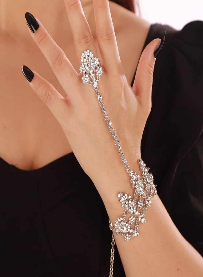 Rumtock Bling Rhinestones Beads Bracelet with Finger Ring Vintage Hand Chain for Wedding Brides Women Fashion - Image 3