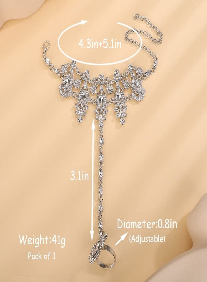 Rumtock Bling Rhinestones Beads Bracelet with Finger Ring Vintage Hand Chain for Wedding Brides Women Fashion - Image 4