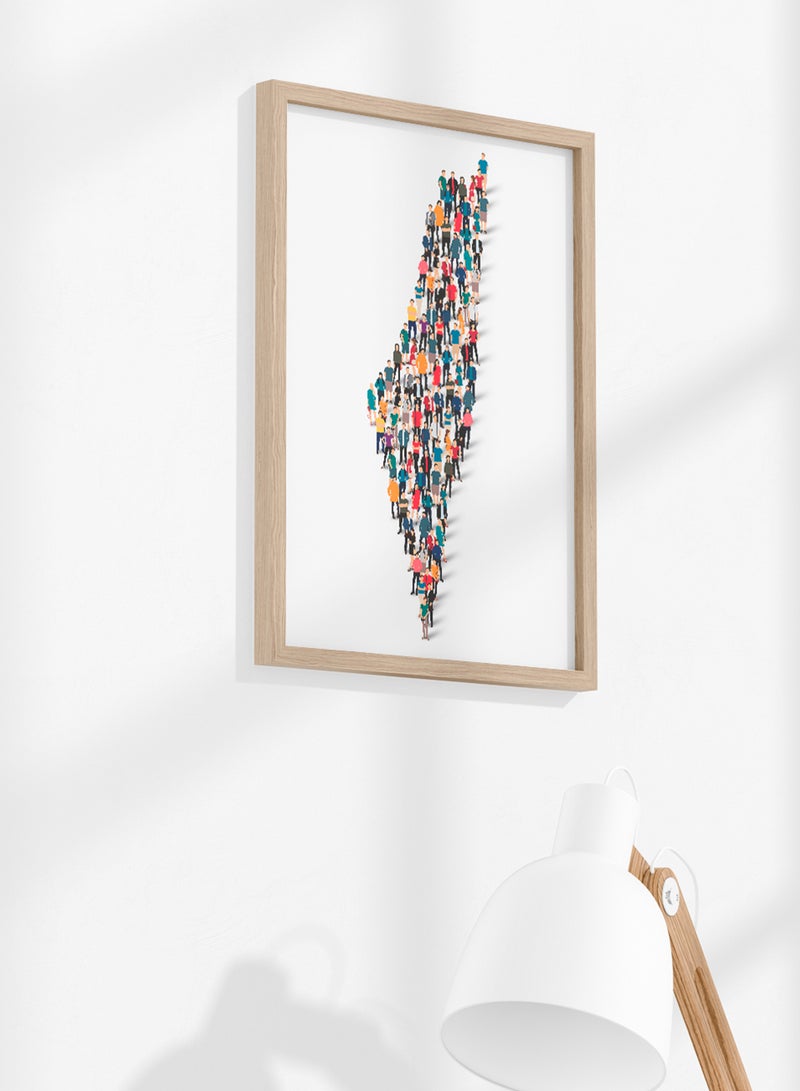 LOWHA Framed Wall Art with Human Formation of Palestine Printed Painting Poster, For Home, Room, Office Decor - Image 1