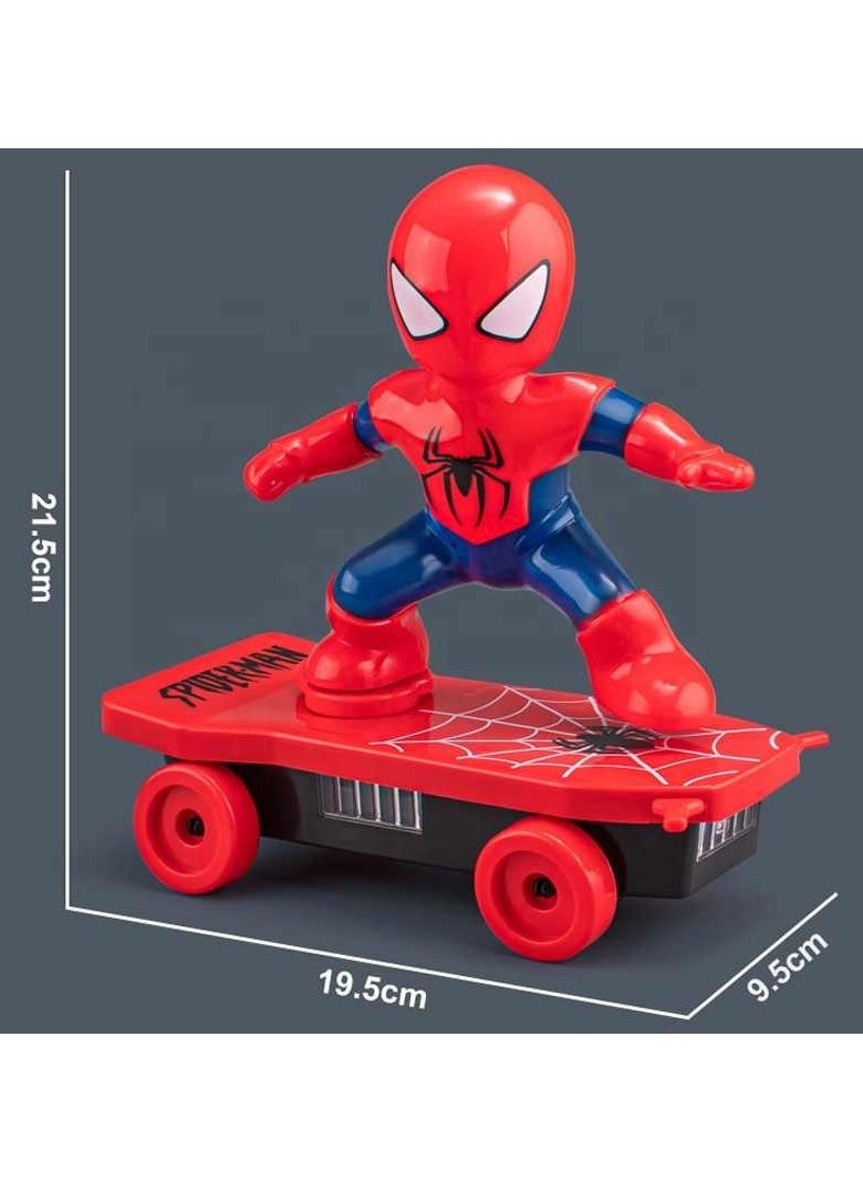 Spider-Man Electric Toy Spider Stunt Skateboard 360 Degree Rotation Luminous Dancing Spider Toys Stunt Electric Skateboard Scooter, Spider Hero Stunt-Flip Rotating Skateboard Toys Scooter Toys 360 Rollover Skateboard for Kids  - Image 5
