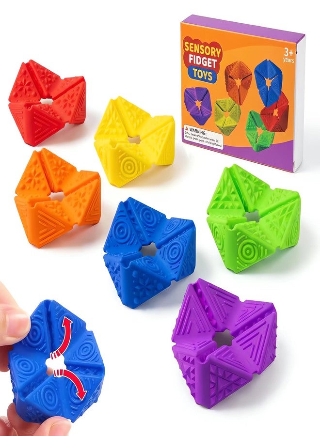Tendry Sensory Fidget Toys for Kids Adults: Textures Sensory Flip Cube, Stress Fidgets Toys for Teen with Anxiety Autism ADHD Focus, Quiet Desk Fidget Toy for Classroom Prize, Office, Calm Down Corner - Image 1