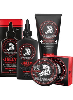 bossman Essentials Beard Kit - Made In Usa - Jelly Beard Oil - Conditioner - Beard Balm - Natural Ingredients (Hammer Scent)  - Image 1
