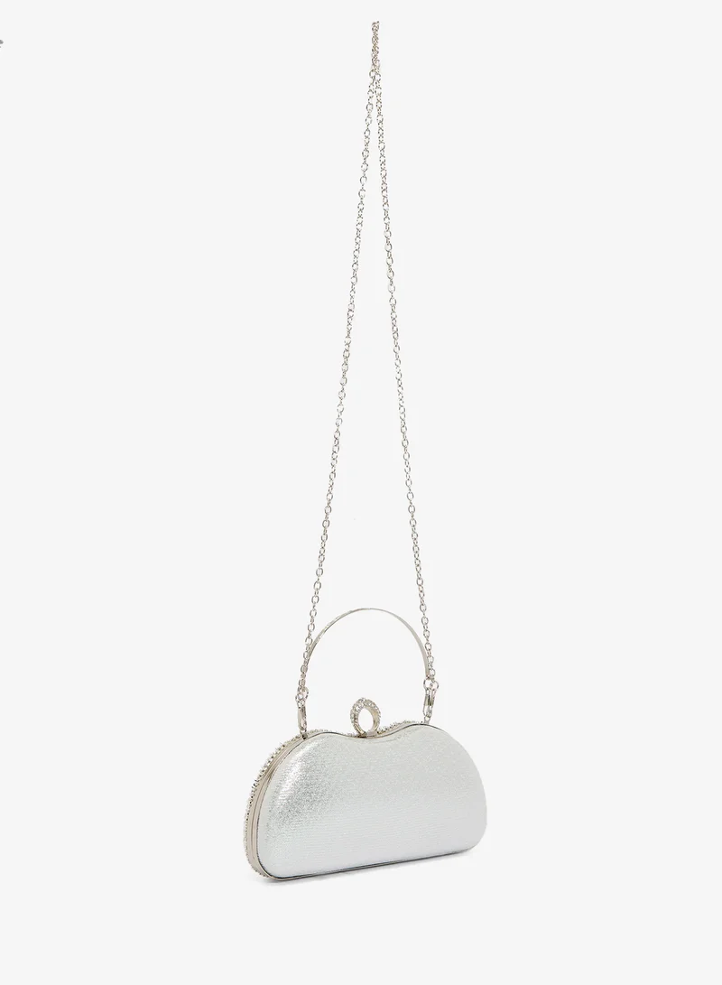 Khizana Silver Diamonte Rhinestone Detailed Embellished Clutch
