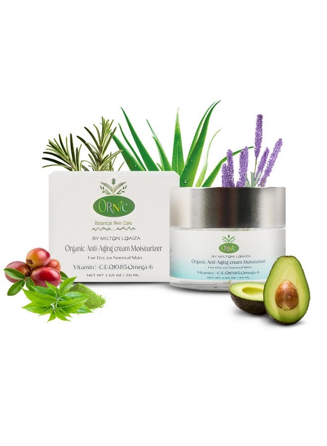 ornic Organic Anti-Aging Moisturizer - Hydrating & Rejuvenating Facial Cream for Dry Sensitive Skin - Vegan, Cruelty-Free, Natural Skincare - Nourishes, Firms & Reduces Wrinkles 50Ml - Image 1