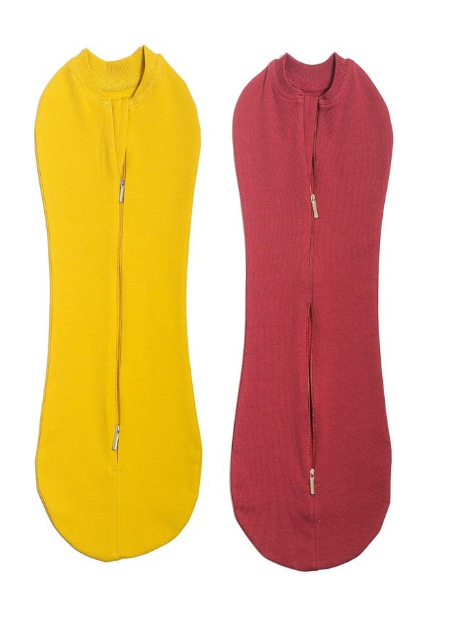 PEUBUD ® New Born Baby Zipper Swaddle Pod/Blankets/Wrap/Sleeping Sack/Bag for 0-3 Months (Pack of 2)(Brown, Yellow) - Image 1