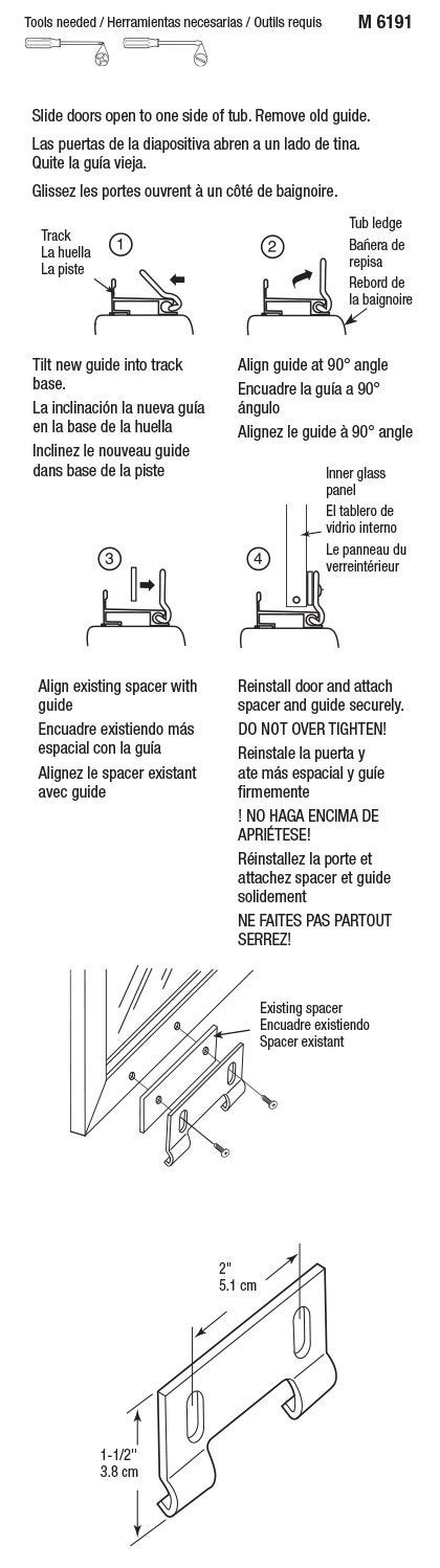 Prime-Line M 6191 Shower Door Bottom Hook Guide, 2 In. Hole Center Spacing, Plastic Construction, Gray in Color (2 Pack) - Image 3