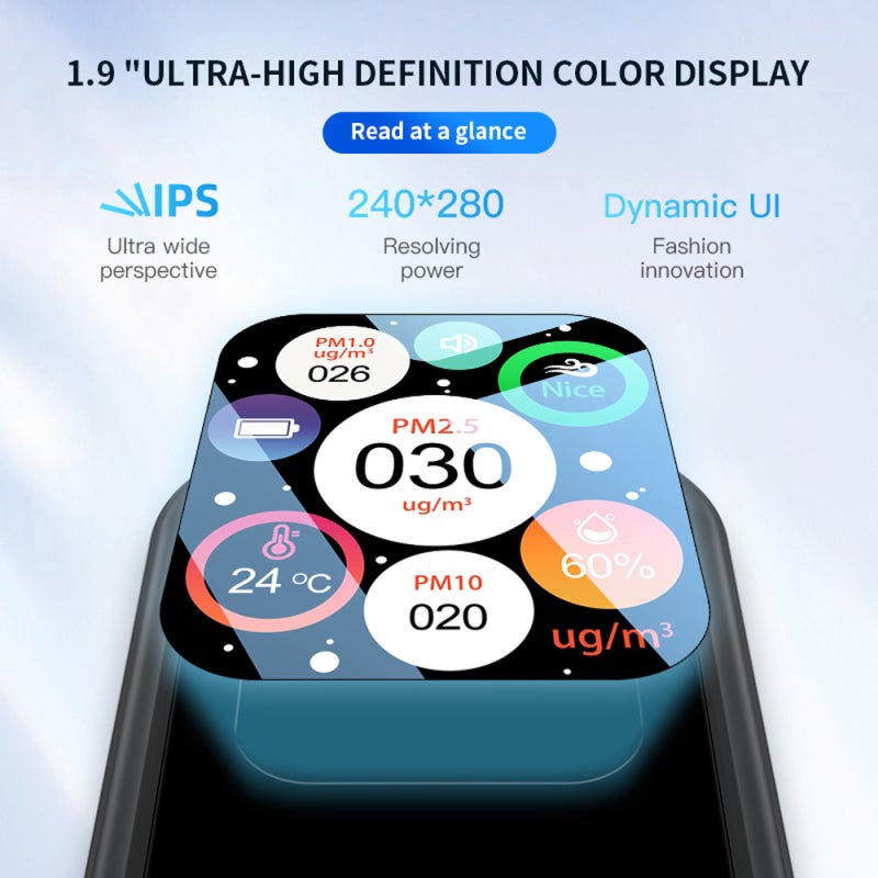 Indoor Portable PM2.5 PM10 PM1.0 Detector AirQuality Detector Multifunctional Home AirDetector Hygrothermograph Intelligent AirQuality Analyzer Household AirPollution Monitor - Image 3