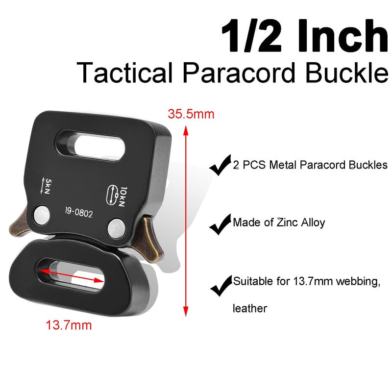 CooBigo 1/2" Paracord Bracelet Buckle Clip, 2 PCS Metal Paracord Clasps Accessories for Bracelets Pet Collar Hardware Tactical Buckle Backpack Keychain Parachute 550 Rope - Image 2