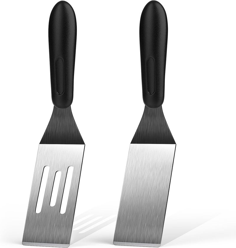 volikos Small Spatula 2 Pieces, Mini Serving Spatula for Kitchen Use, Metal Spatula for Serving and Turning, Ideal for Pancakes, Brownies, Desserts, Cookie, Eggs or Small Pan - Image 1