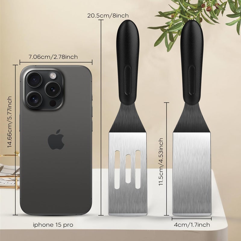 volikos Small Spatula 2 Pieces, Mini Serving Spatula for Kitchen Use, Metal Spatula for Serving and Turning, Ideal for Pancakes, Brownies, Desserts, Cookie, Eggs or Small Pan - Image 4
