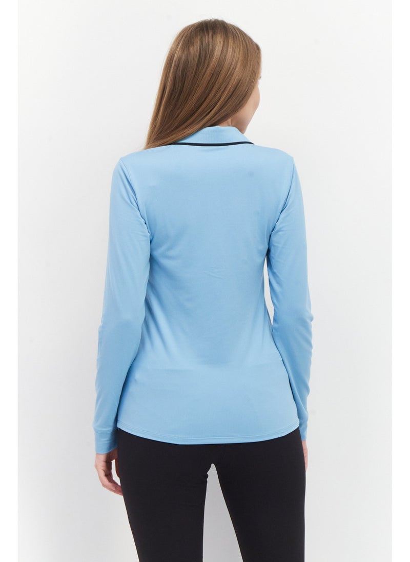 PUMA Women Sportswear Fit Training Polo Shirt, Sky Blue - Image 5
