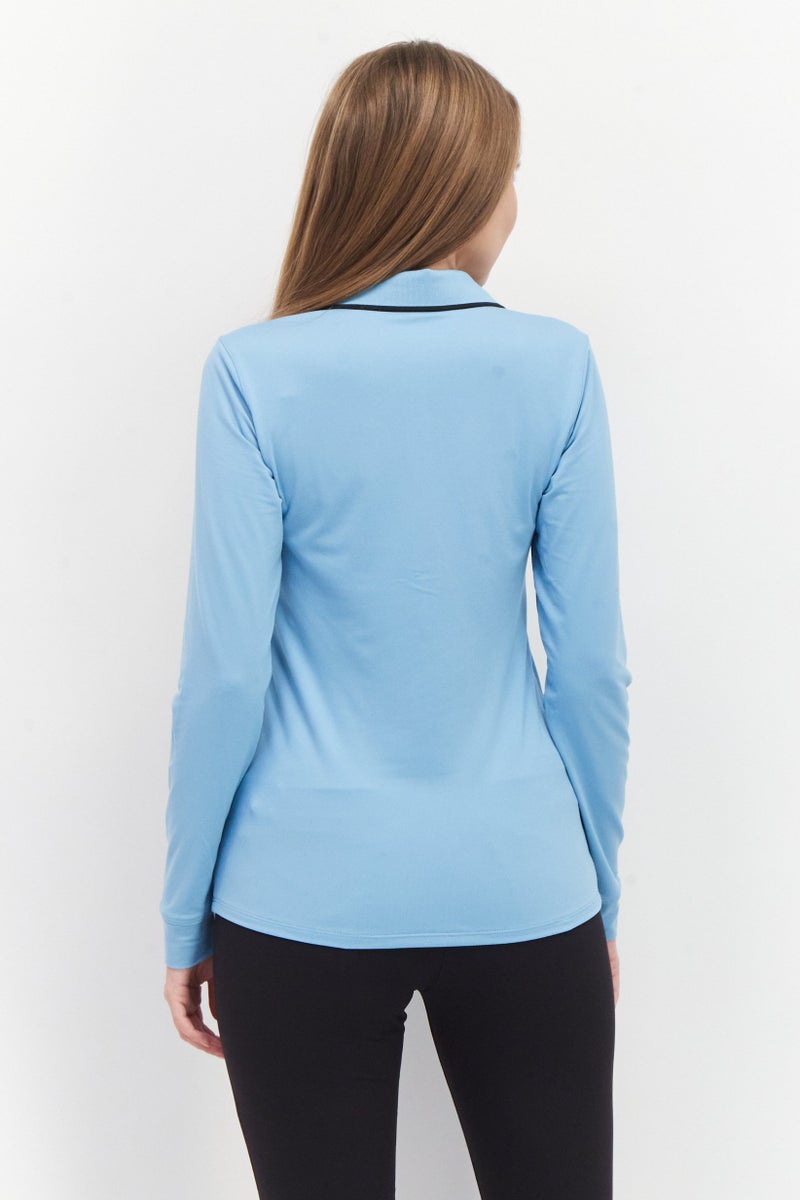 PUMA Women Sportswear Fit Training Polo Shirt, Sky Blue - Image 3