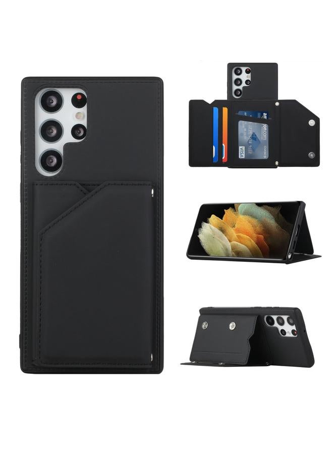 S-TOP Case For Samsung Galaxy S22 Ultra 5G Skin Feel PU + TPU + PC Phone Case with Card Slots - Image 1