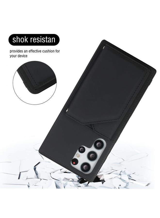 S-TOP Case For Samsung Galaxy S22 Ultra 5G Skin Feel PU + TPU + PC Phone Case with Card Slots - Image 3