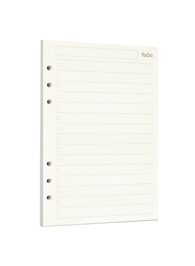 Zelten 1 Pack A5 45 Sheets/90 Pages Todo Loose Leaf Punched Paper Refills Paper for 6 Hole Binder Personal Organizer Diary Notebook Refillable Planner - Image 1