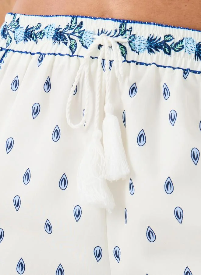 Styli Styli Printed Wide Leg Pants with Drawstring