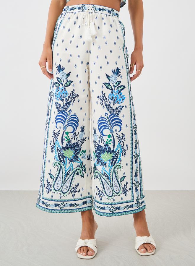 Styli Styli Printed Wide Leg Pants with Drawstring  - Image 2