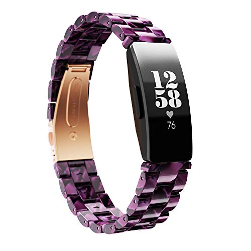 Baihui Compatible with Fitbit Inspire 2 Band/Inspire/Inspire HR Bands Women Girls, Slim Resin Watch Band Replacement Adjustable Wristband for Fitbit Inspire 2, Purple - Image 1