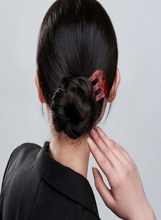 LINXI 2 Pcs French Hair Pins for Women, U Shaped Hair Forks, French Twist Hair Pin Clips, Vintage Hairstyle Accessories Cellulose Acetate 3 Prong Bun Hair Sticks - Image 3