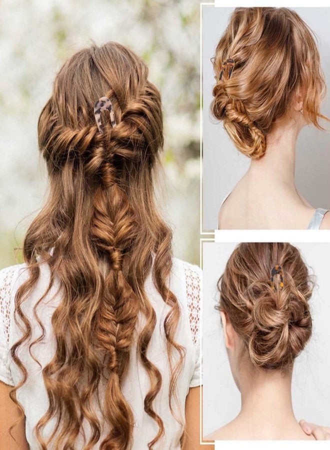 LINXI 2 Pcs French Hair Pins for Women, U Shaped Hair Forks, French Twist Hair Pin Clips, Vintage Hairstyle Accessories Cellulose Acetate 3 Prong Bun Hair Sticks - Image 4