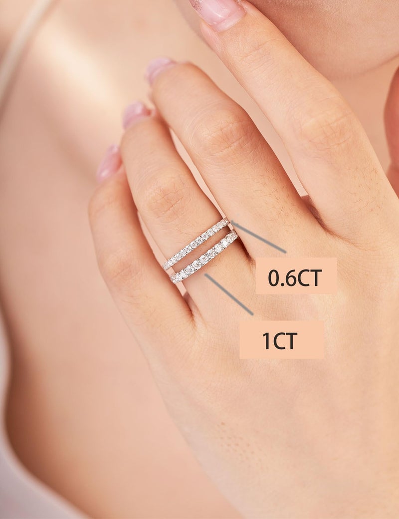 IMOLOVE Moissanite Wedding Band Wedding Rings for Women 925 Sterling Silver Rings with 18K White Gold Plated Eternity Stackable Engagement Ring Anniversary Band Size 5-ET - Image 5