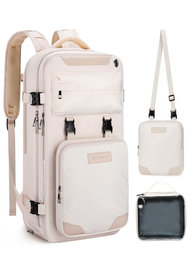 Maelstrom Travel Backpack for Women Men,35L Laptop Backpack Fits 17-Inch Laptop,Carry On Backpack for Airplanes with Crossbody Bag&Shoe Compartment&Toiletry Bag,Beige,Large - Image 1