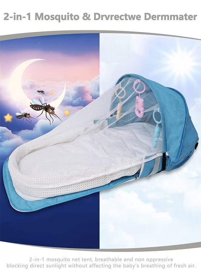 general Baby Bed Portable Baby Bed Foldable Infant Crib With Cartoon Toys Detachable Cotton Cover Suitable for Travel and Home Use Easy to Carry - Image 4