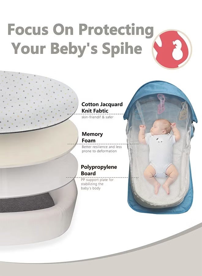 general Baby Bed Portable Baby Bed Foldable Infant Crib With Cartoon Toys Detachable Cotton Cover Suitable for Travel and Home Use Easy to Carry - Image 3