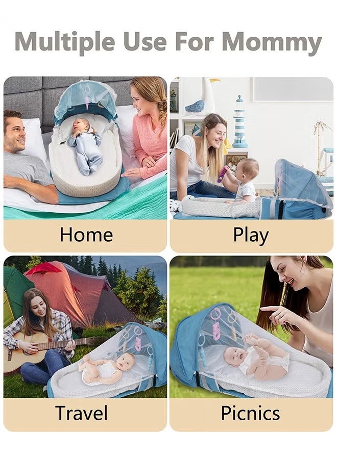 general Baby Bed Portable Baby Bed Foldable Infant Crib With Cartoon Toys Detachable Cotton Cover Suitable for Travel and Home Use Easy to Carry - Image 5
