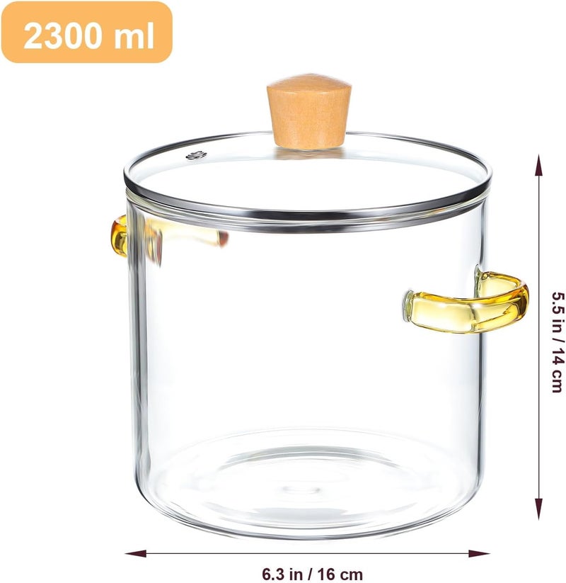 Glass Cooking Pot Glass Stovetop Pot Clear Simmer Pot Glass Cookware Glass Saucepan 2300ml - Image 5