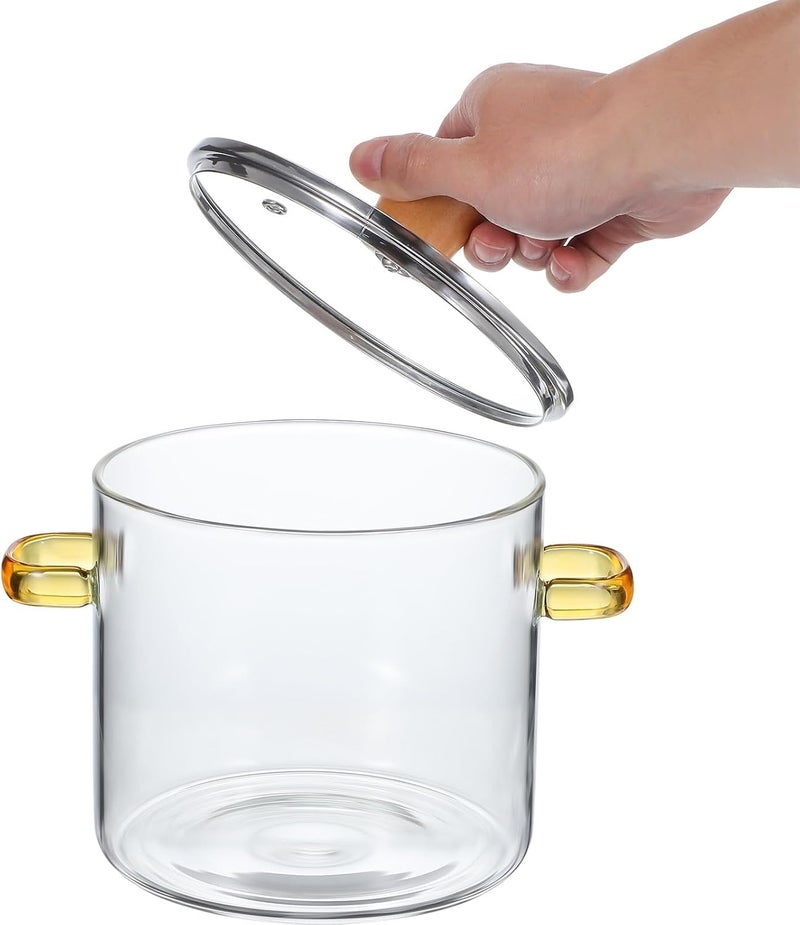 Glass Cooking Pot Glass Stovetop Pot Clear Simmer Pot Glass Cookware Glass Saucepan 2300ml - Image 4