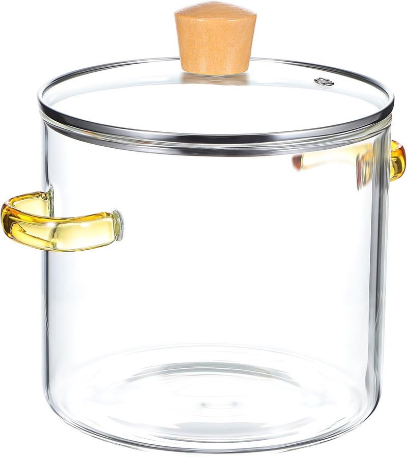 Glass Cooking Pot Glass Stovetop Pot Clear Simmer Pot Glass Cookware Glass Saucepan 2300ml - Image 3