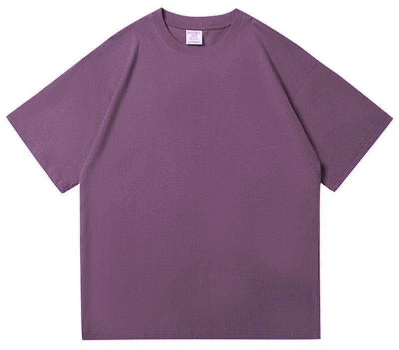 300G Pure Cotton T-Shirt For Men And Women, Heavyweight, Thick, Opaque, Loose, American Style, Off-Shoulder, Large Size, Pure Color Half-Sleeved Top - Image 1