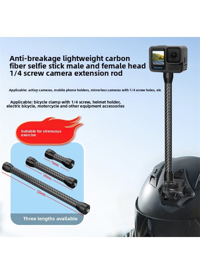 Generic Aluminum Alloy Carbon Fiber Extension Rod 1/4 Double-head Fixed Bracket Sports Camera Mobile Phone Extended Photography Adapter-Color:Black-short Style For Men And Women  - Image 2