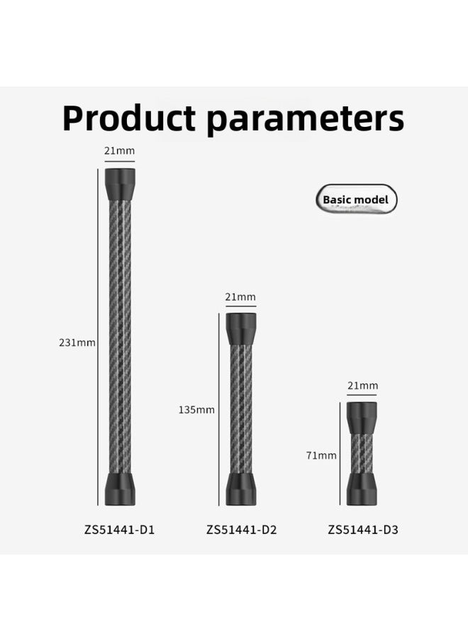 Generic Aluminum Alloy Carbon Fiber Extension Rod 1/4 Double-head Fixed Bracket Sports Camera Mobile Phone Extended Photography Adapter-Color:Black-short Style For Men And Women  - Image 3