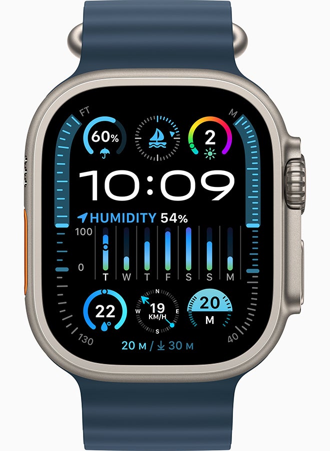Apple Watch Ultra 2 GPS + Cellular, 49mm Titanium Case With Blue Ocean Band - Image 2