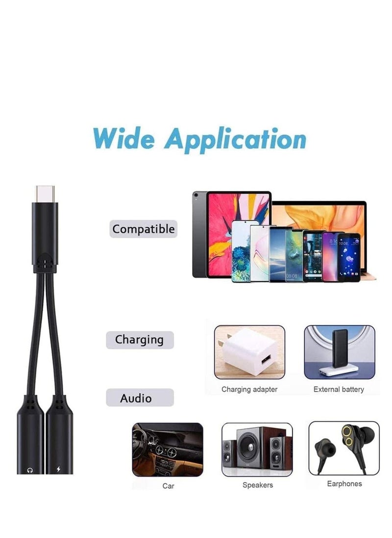 JAJEEK USB Type C to Dual USB C Female Audio Adapter Charger Splitter – 2 in 1 Headphone & AUX Charging Cable for Samsung Galaxy S24/S24+/S24 Ultra/S23/S23+/S23 Ultra/S22 Ultra/S22+/S22 – Fast Charging & Audio Support - Image 3
