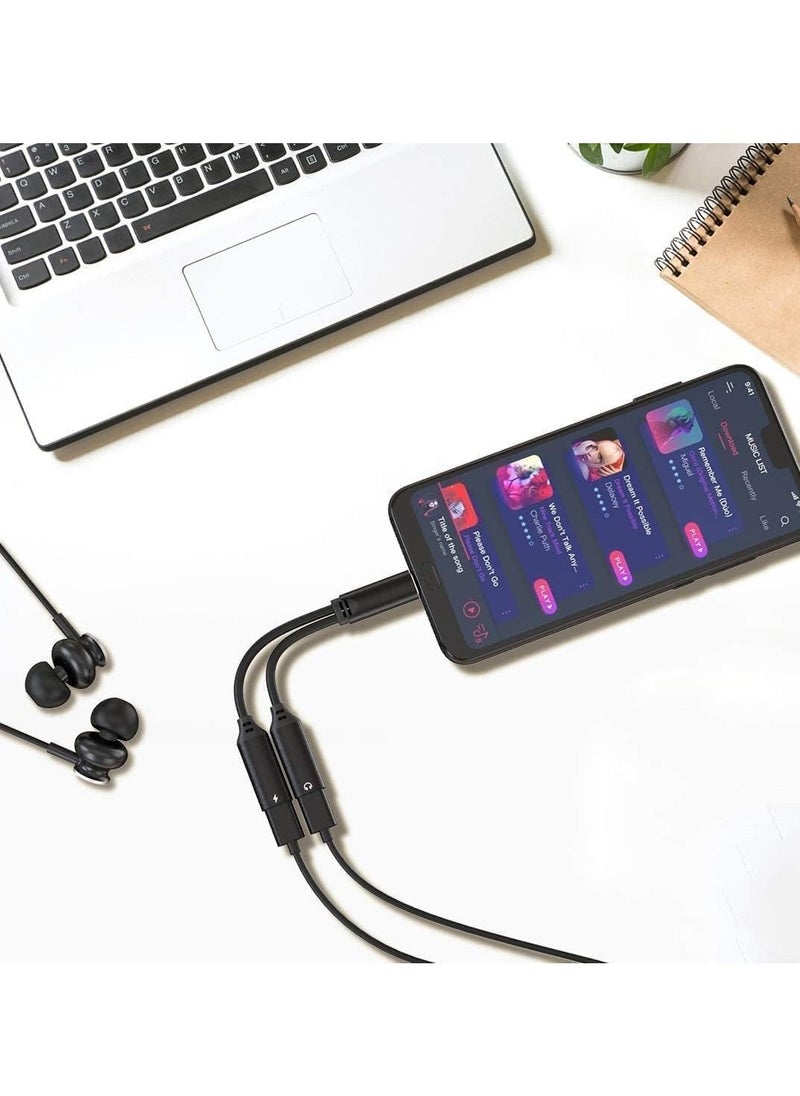 JAJEEK USB Type C to Dual USB C Female Audio Adapter Charger Splitter – 2 in 1 Headphone & AUX Charging Cable for Samsung Galaxy S24/S24+/S24 Ultra/S23/S23+/S23 Ultra/S22 Ultra/S22+/S22 – Fast Charging & Audio Support - Image 4